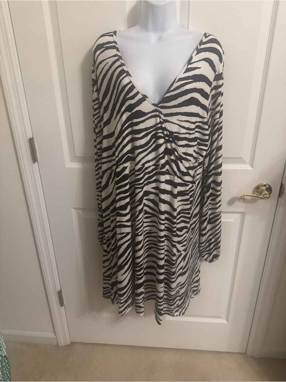 ASOS Curve Zebra-Print Wrap Dress - White/Black